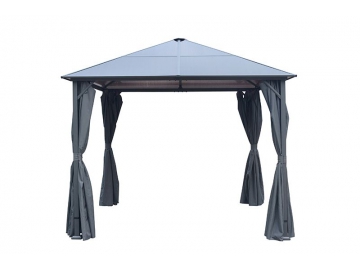 Gazebo à toit rigide 10' x 10', avec toit en polycarbonate et rideau en polyester