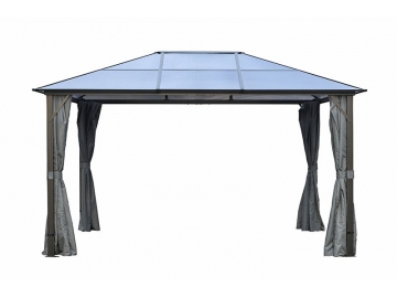 Gazebo à toit rigide 12' x 10', avec toit en polycarbonate et poteaux en aluminium