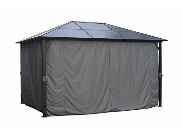Gazebo à toit rigide 12' x 10', avec toit en polycarbonate et poteaux en aluminium