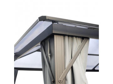 Gazebo à toit rigide 12' x 10', avec toit en polycarbonate et poteaux en aluminium