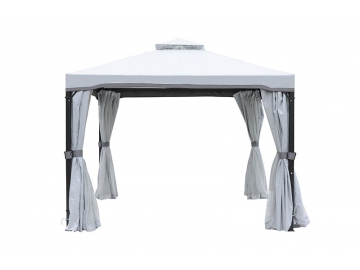 Gazebo à toit souple 10' x 10', avec toiture en toile de polyester et rideau d'intimité