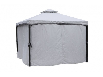 Gazebo à toit souple 10' x 10', avec toiture en toile de polyester et rideau d'intimité