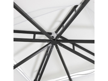 Gazebo à toit souple 10' x 10', avec toiture en toile de polyester et rideau d'intimité