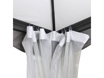 Gazebo à toit souple 10' x 10', avec toiture en toile de polyester et rideau d'intimité