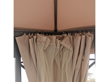 Gazebo à toit souple de 12' x 10', avec double toit et auvent en polyester