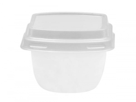 Contenant avec couvercle IML 80ml, Barquette IML, Pot alimentaire plastique carré bicolore, CX104 Contenant avec couvercle IML 80ml, Barquette IML, Pot alimentaire plastique carré bicolore, CX104