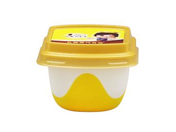Contenant avec couvercle IML 80ml, Barquette IML, Pot alimentaire plastique carré bicolore, CX104