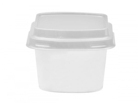 Contenant avec couvercle IML 80ml, Barquette IML, Pot alimentaire plastique carré, CX106 Contenant avec couvercle IML 80ml, Barquette IML, Pot alimentaire plastique carré, CX106