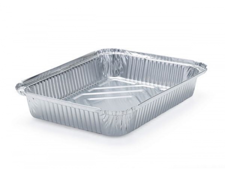 Contenant carré en aluminium à paroi ondulée