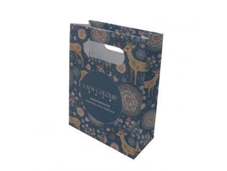 Sac en papier laminé avec poignée découpée