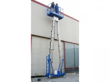 <strong>Plateforme de travail hydraulique</strong> <small>(mât en alliage d'aluminium)</small>