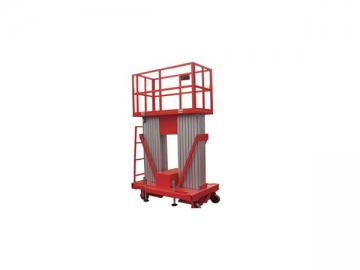<strong>Plateforme de travail hydraulique</strong> <small>(mât en alliage d'aluminium)</small>