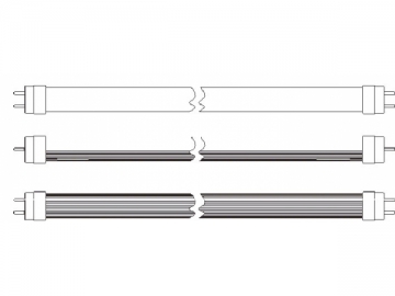 Tube LED T8 (avec conducteur non isolé mince)